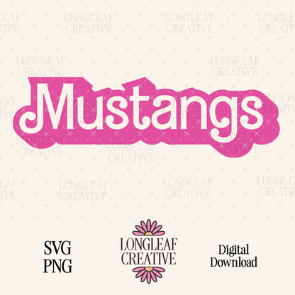 Mustangs Mascot Barbie SVG Digital Download Design File