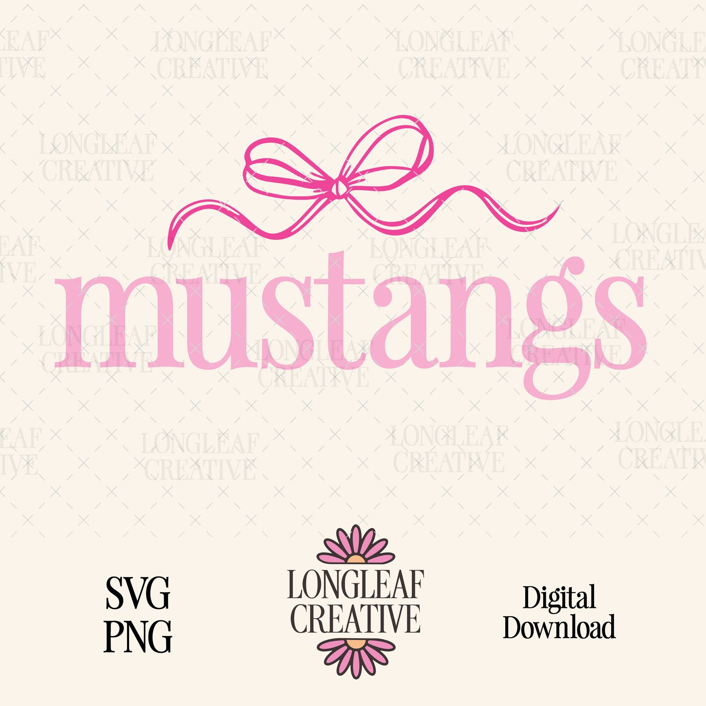 Mustangs Bow Mascot SVG Digital Download Design File
