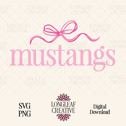 Mustangs Bow Mascot SVG Digital Download Design File