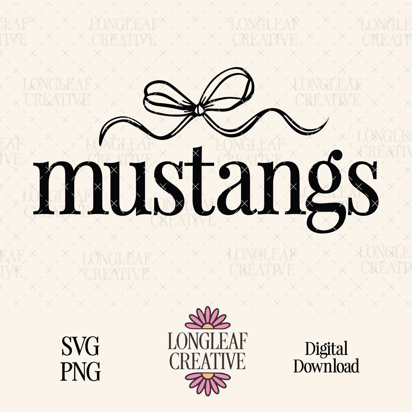 Mustangs Bow Mascot SVG Digital Download Design File