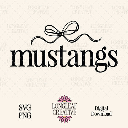 Mustangs Bow Mascot SVG Digital Download Design File
