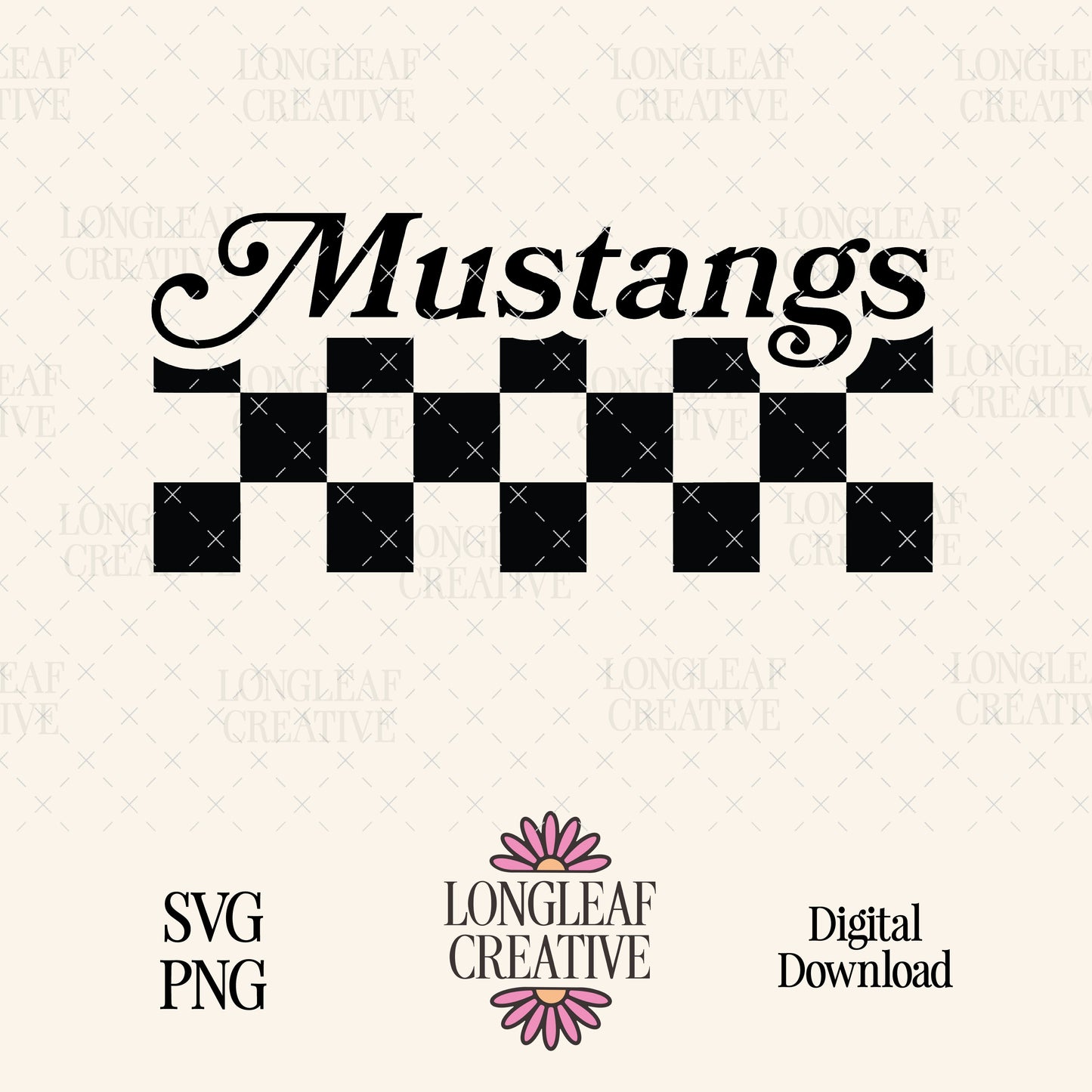 Mustangs Retro Checker Mascot SVG Digital Download Design File