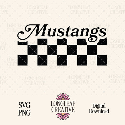 Mustangs Retro Checker Mascot SVG Digital Download Design File