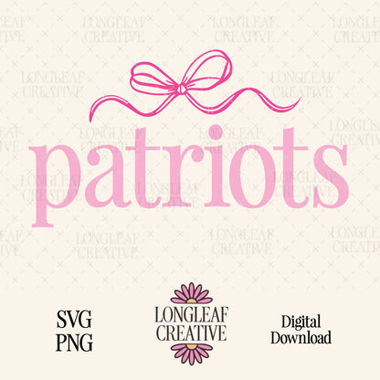 Patriots Bow Mascot SVG Digital Download Design File