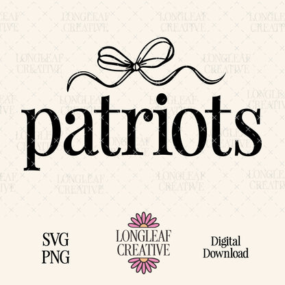 Patriots Bow Mascot SVG Digital Download Design File