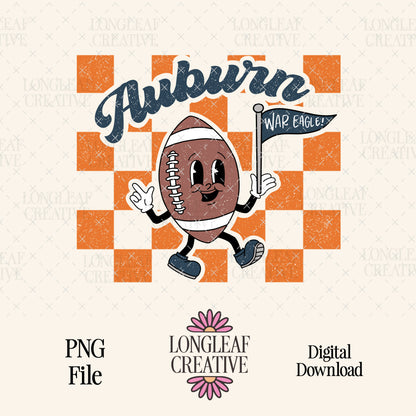 Retro Mascot Auburn Football PNG Digital Download Design File