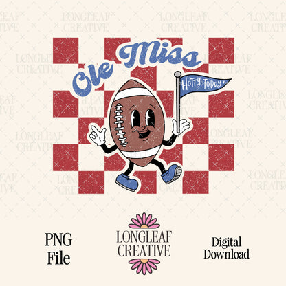 Retro Mascot Ole Miss Football PNG Digital Download Design File