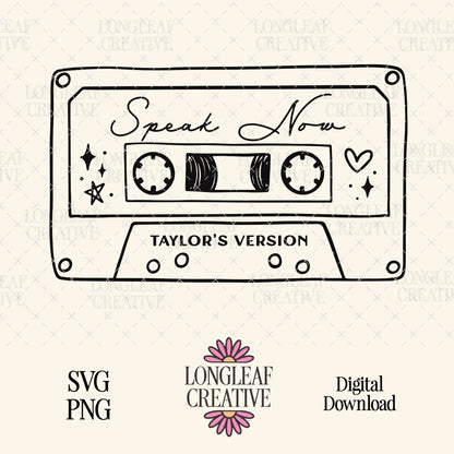 Speak Now Taylor's Version Mixtape SVG Digital Download Design File