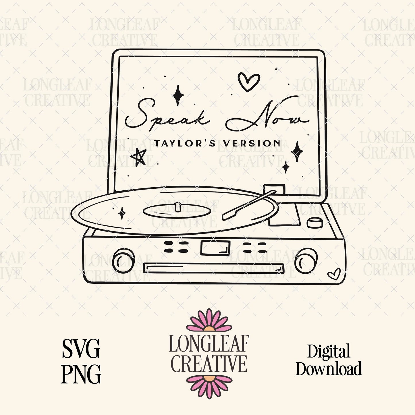 Speak Now Taylor's Version Record Player SVG Digital Download Design File