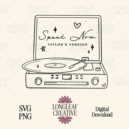 Speak Now Taylor's Version Record Player SVG Digital Download Design File