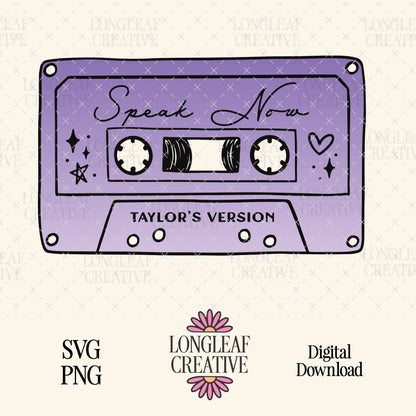 Speak Now Taylor's Version Mixtape SVG Digital Download Design File