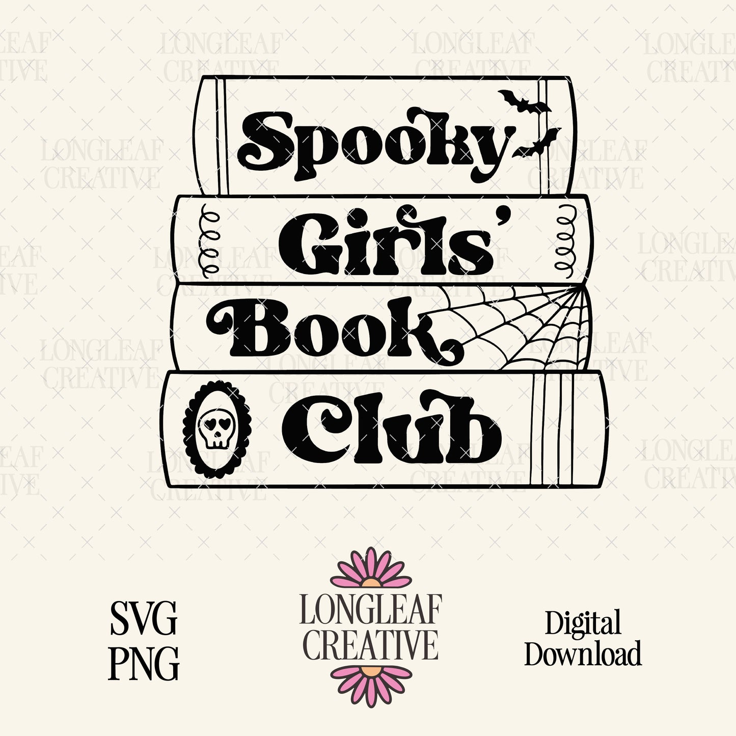 Spooky Girls Book Club SVG Digital Download Design File