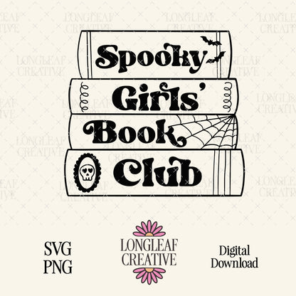 Spooky Girls Book Club SVG Digital Download Design File