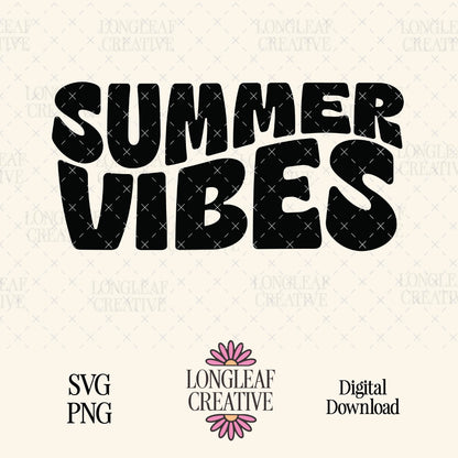 Summer Vibes Retro SVG Digital Download Design File