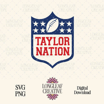 Taylor Nation Football SVG Digital Download Design File
