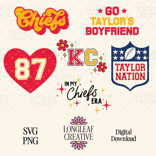 Taylor and Travis Cute Swiftie Chiefs SVG Bundle