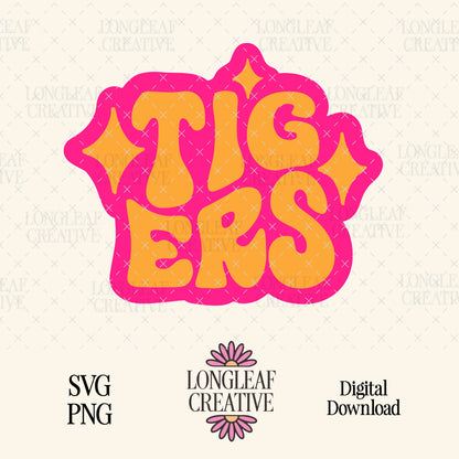 Tigers Retro Mascot SVG Digital Download Design File