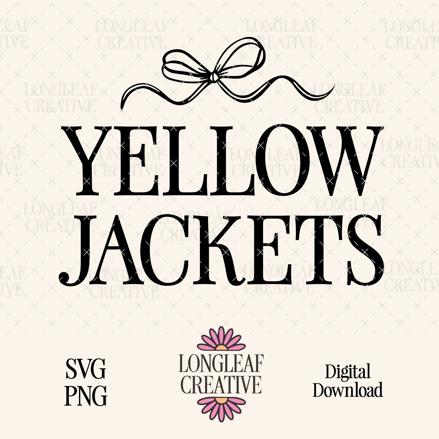 Yellow Jackets Bow Mascot SVG Digital Download Design File