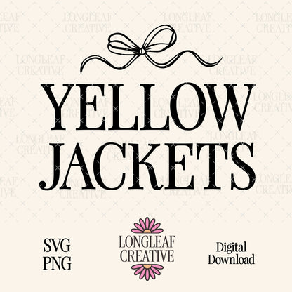Yellow Jackets Bow Mascot SVG Digital Download Design File