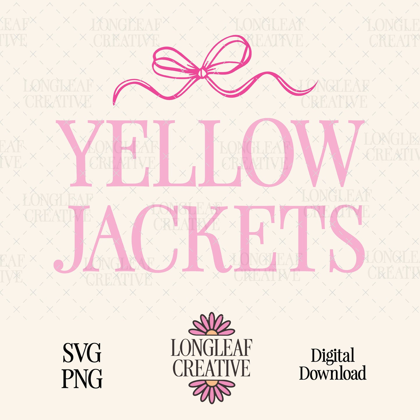 Yellow Jackets Bow Mascot SVG Digital Download Design File