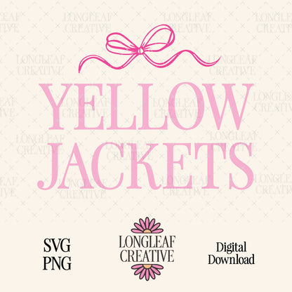 Yellow Jackets Bow Mascot SVG Digital Download Design File