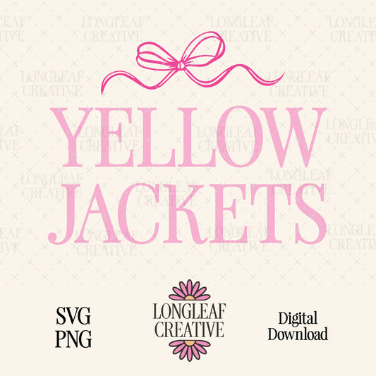 Yellow Jackets Bow Mascot SVG Digital Download Design File