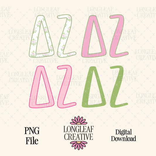 Delta Zeta Coquette Sorority Letters Set SVG Digital Download Design File
