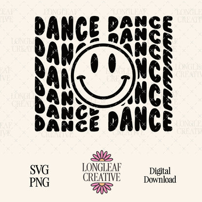 Dance Dance Retro Happy Face Digital Download Design File