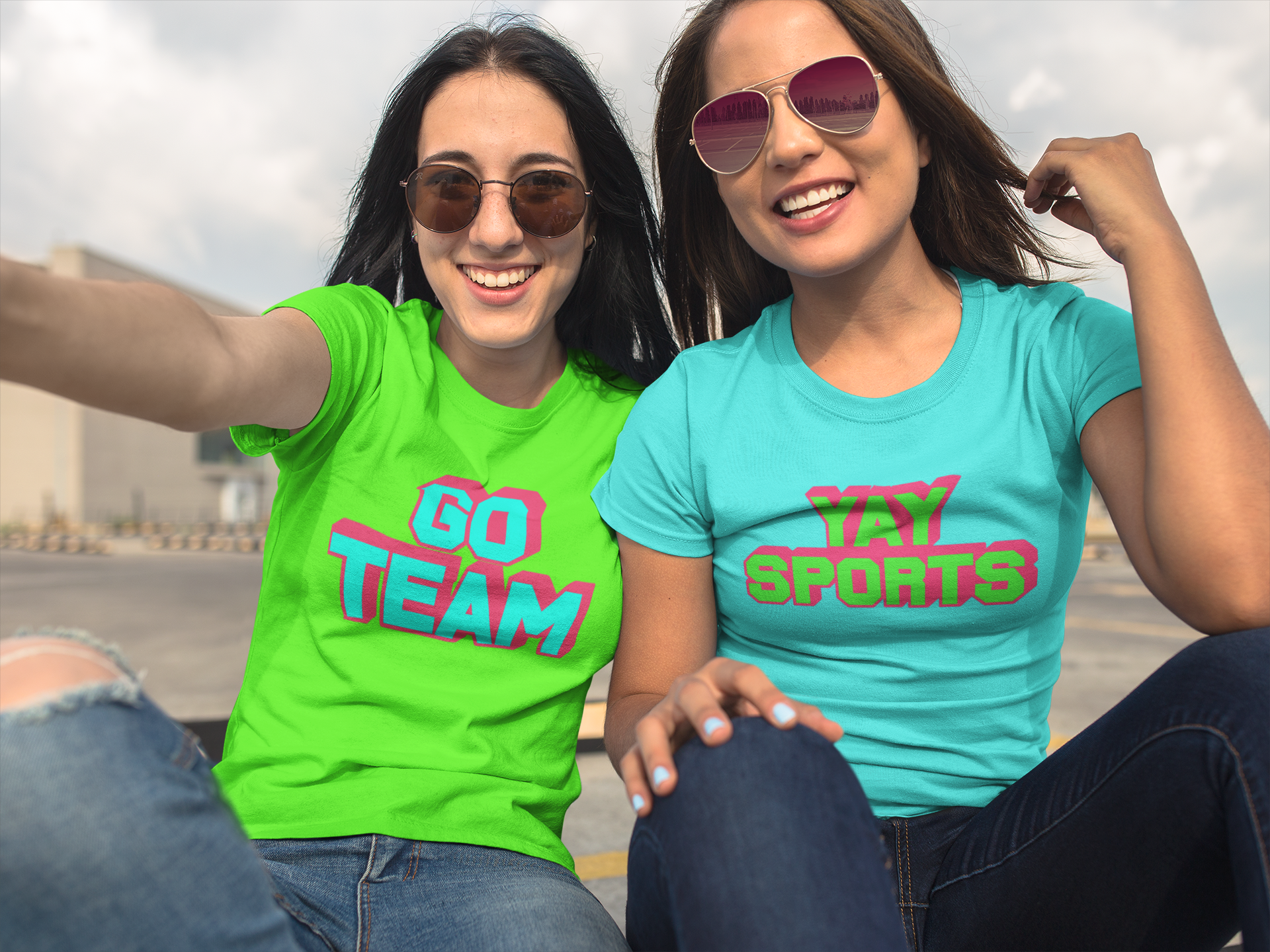 Go Team Yay Sports Neon Cute T-Shirt DEsign SVG File