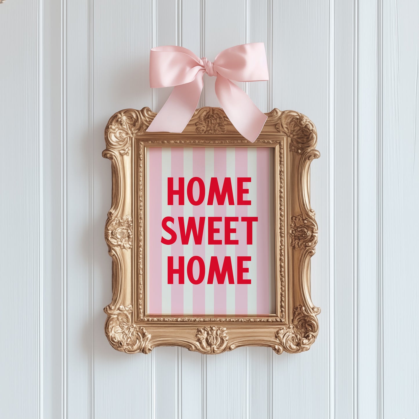 Home Sweet Home Digital Art Print Download - Pink and Red