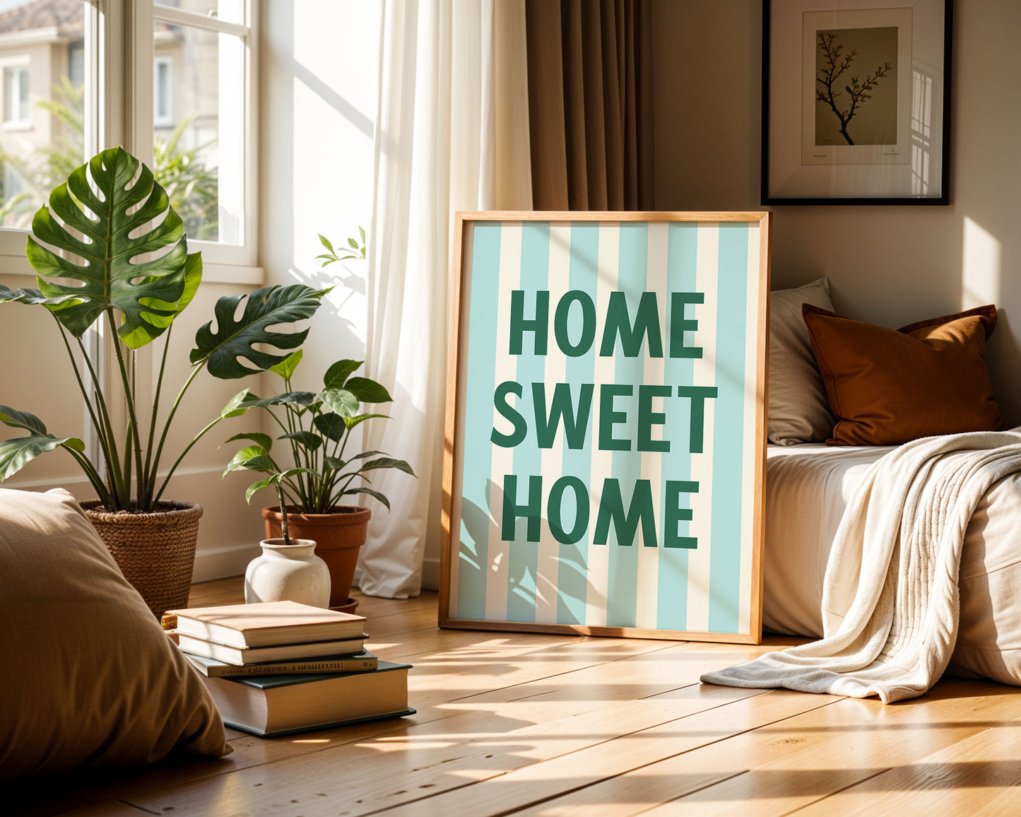 Home Sweet Home Digital Art Print Download - Green and Teal