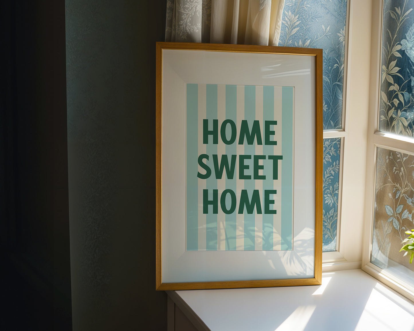 Home Sweet Home Digital Art Print Download - Green and Teal