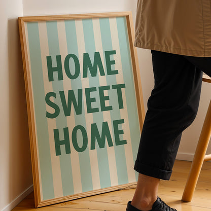 Home Sweet Home Digital Art Print Download - Green and Teal