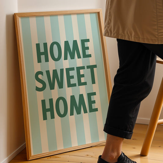 Home Sweet Home Digital Art Print Download - Green and Teal