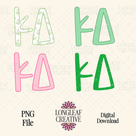 Kappa Delta Coquette Sorority Letters Set SVG Digital Download Design File