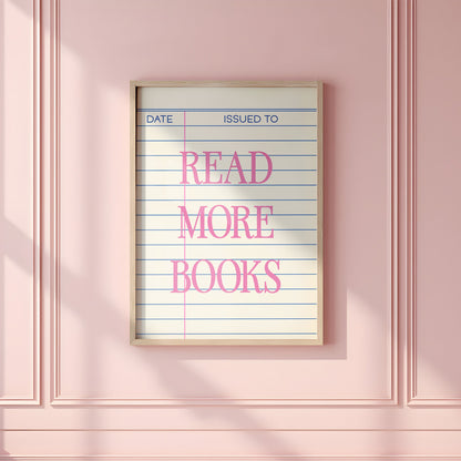 Read More Books Library Card Digital Art Print Download