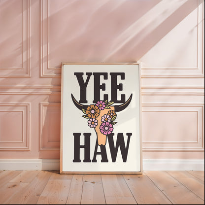 YeeHaw Steer Western Digital Art Print Download