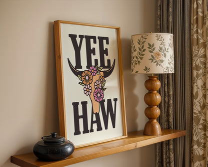 YeeHaw Steer Western Digital Art Print Download