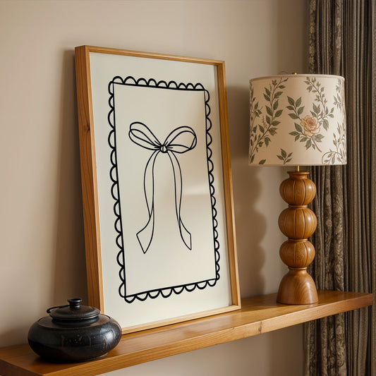 Bow Ribbon Coquette Minimal Art Print Digital Download