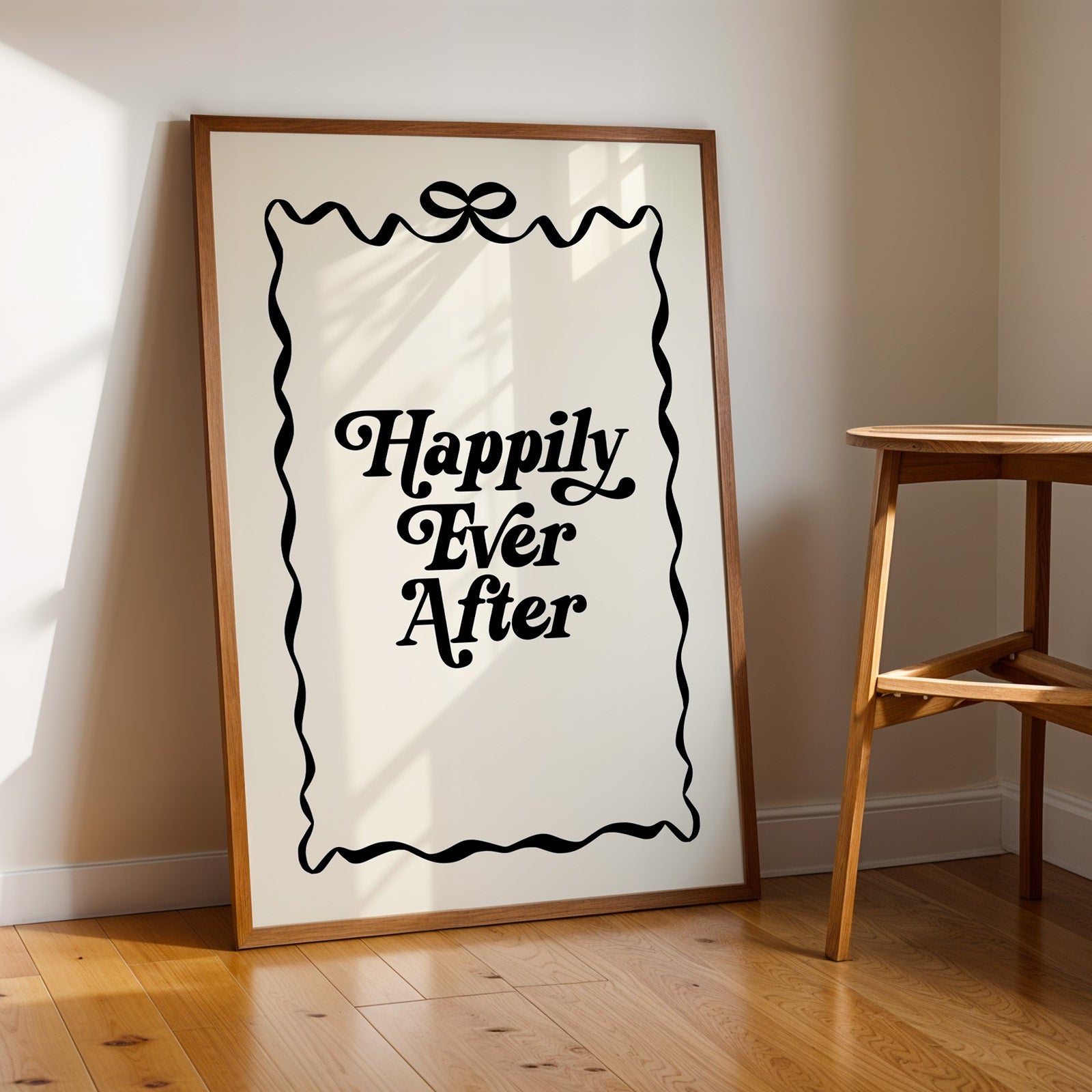 Happily Ever After Cute Ribbon Bow Home Decor Art Print