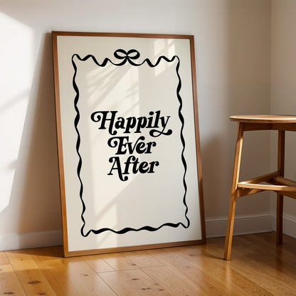 Happily Ever After Cute Ribbon Bow Home Decor Art Print