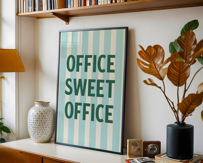 Office Sweet Office Digital Art Print Download - Green and Teal