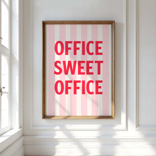 Office Sweet Office Digital Art Print Download - Pink and Red