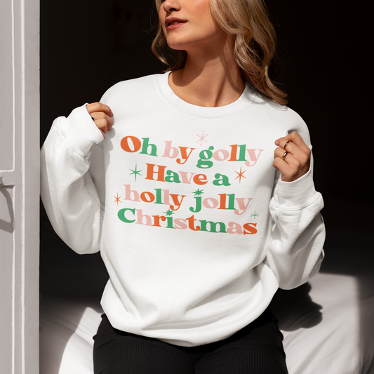 Oh By Golly Have a Holly Jolly Christmas Retro Holiday SVG Digital Download Design File