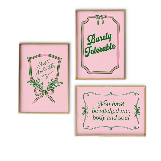 Set of 3 Pride and Prejudice Printable Art Prints Digital Downloads