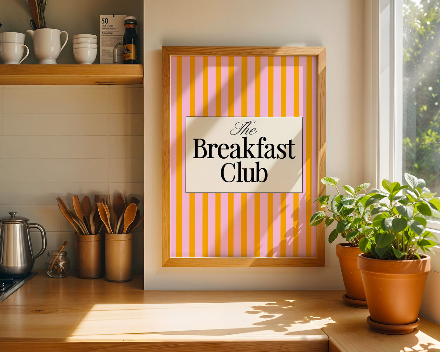 The Breakfast Club Kitchen Digital Art Print Download - Pink and Orange