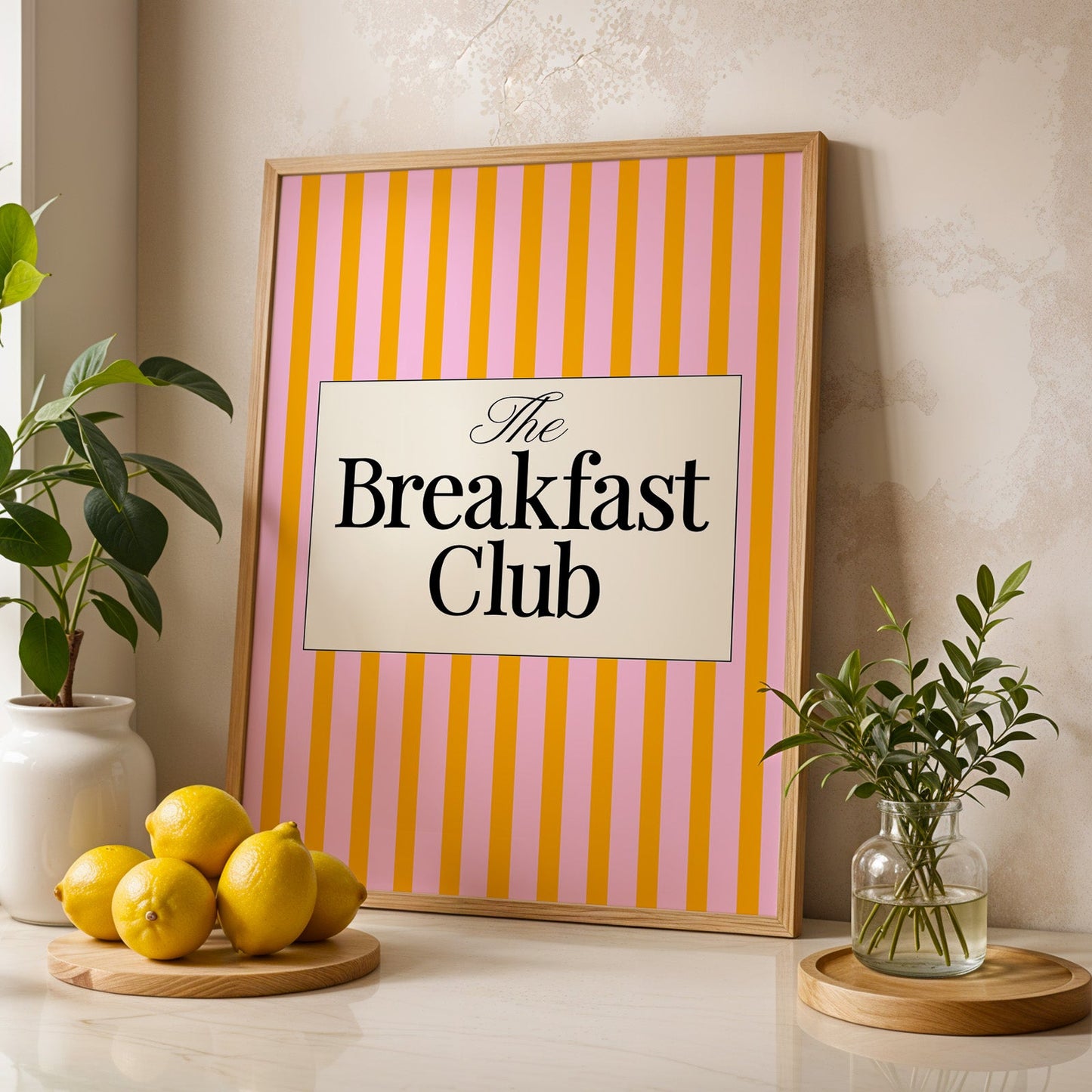 The Breakfast Club Kitchen Digital Art Print Download - Pink and Orange