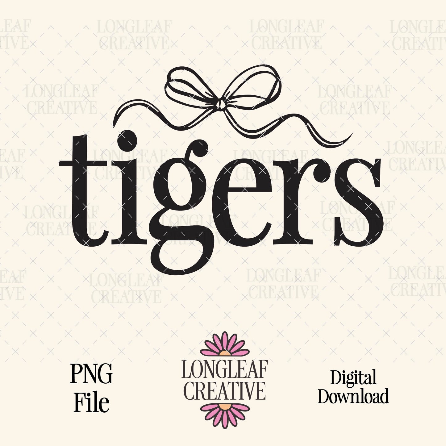 Tigers Bow Mascot SVG Digital Download Design File