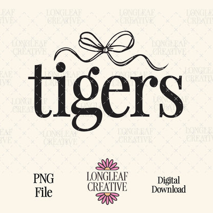 Tigers Bow Mascot SVG Digital Download Design File